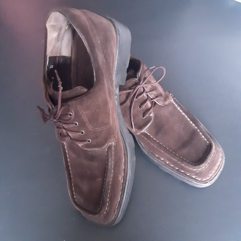 Ferragamo SZ 8D Men's Chocolate Brown Suede Derbys